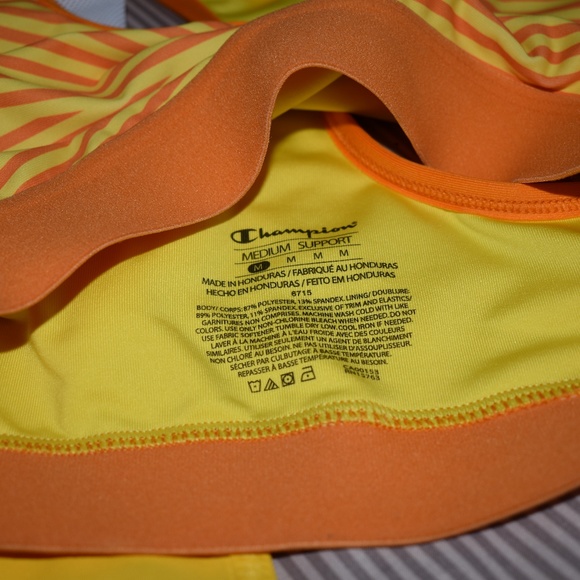 NWOT Champion Orange & Yellow Stripe Sports Bra - Picture 5 of 7